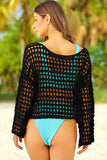 Openwork Boat Neck Long Sleeve Cover-Up - Trendsi - Flyclothing LLC