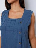 Square Neck Decorative Button Tank - Trendsi - Flyclothing LLC