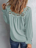 Cutout Square Neck Long Sleeve Blouse - Trendsi - Flyclothing LLC