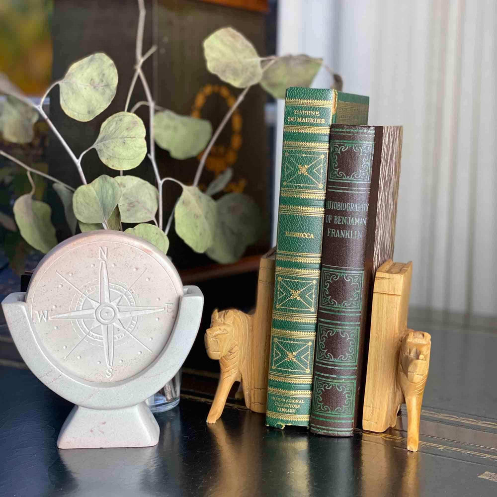 Compass Soapstone Sculpture, Light Gray Stone - SMOLArt - Flyclothing LLC