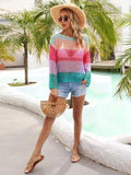 Color Block Openwork Boat Neck Cover Up - Trendsi - Flyclothing LLC