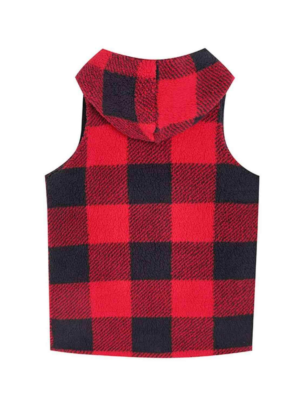 Plaid Hooded Vest - Trendsi - Flyclothing LLC