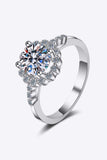 1 Carat Moissanite Rhodium-Plated Halo Ring - Trendsi - Flyclothing LLC