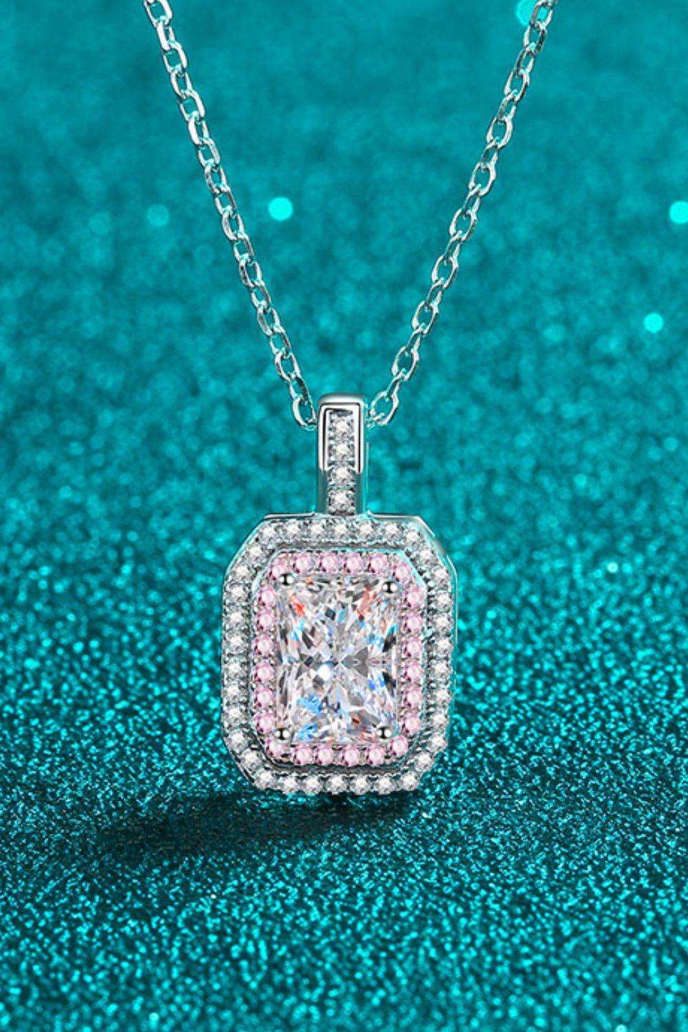1 Carat Moissanite Geometric Pendant Chain Necklace - Trendsi - Flyclothing LLC
