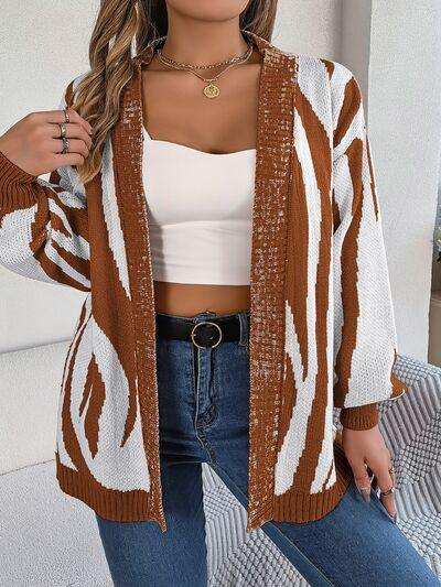 Open Front Animal Print Cardigan - Trendsi - Flyclothing LLC