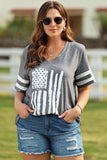 Plus Size US Flag Graphic V-Neck Tee - Trendsi - Flyclothing LLC