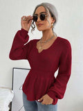 Notched Dropped Shoulder Knit Top - Trendsi - Flyclothing LLC