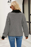 Striped Collared Neck Buttoned Pullover Sweater - Trendsi - Flyclothing LLC