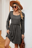 Frill Square Neck Long Sleeve Dress - Trendsi - Flyclothing LLC