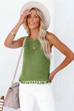 Openwork Tassel Hem Knit Tank - Trendsi - Flyclothing LLC