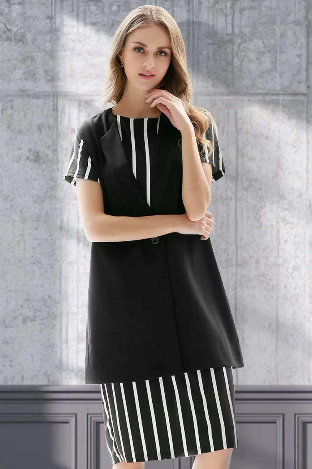 One-Button Sleeveless Longline Blazer - Trendsi - Flyclothing LLC