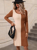 Contrast Slit Sweater Dress - Trendsi - Flyclothing LLC