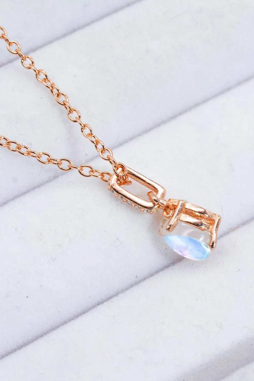 Moonstone Teardrop Pendant Necklace - Trendsi - Flyclothing LLC