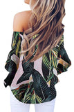 Tied Printed Off-Shoulder Half Sleeve Blouse - Trendsi - Flyclothing LLC