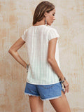 Tie Neck Ruffled Short Sleeve Blouse - Trendsi - Flyclothing LLC