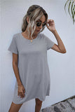 Round Neck Short Sleeve Mini Dress - Trendsi - Flyclothing LLC