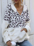 Leopard Half-Zip Dropped Shoulder Hoodie - Trendsi - Flyclothing LLC