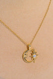 Copper 14K Gold Pleated Moon & Star Shape Pendant Necklace - Trendsi - Flyclothing LLC