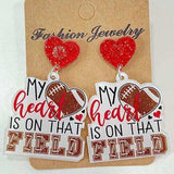 Heart Shape Sports Theme Acrylic Dangle Earrings - Trendsi - Flyclothing LLC