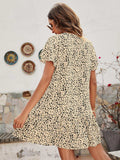 Animal Print Button Front Flutter Sleeve Dress - Trendsi - Flyclothing LLC