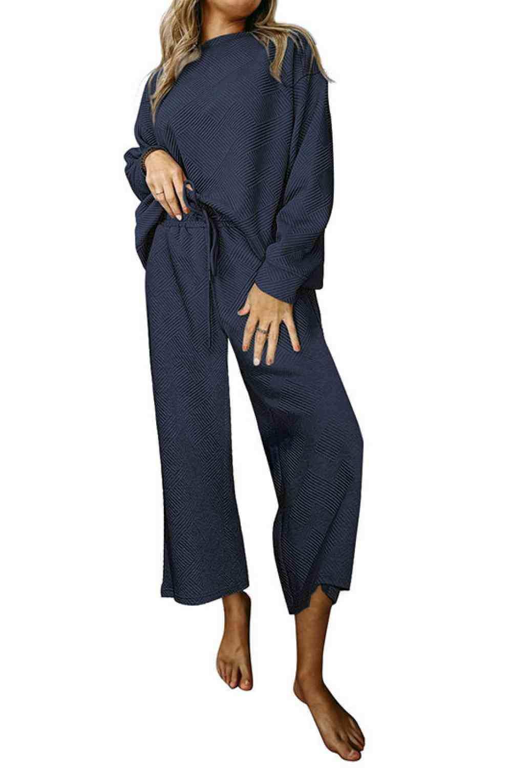 Dropped Shoulder Top and Pants Set - Trendsi - Flyclothing LLC