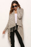 One-Button Tassel Tie Asymmetrical Hem Cardigan - Trendsi - Flyclothing LLC