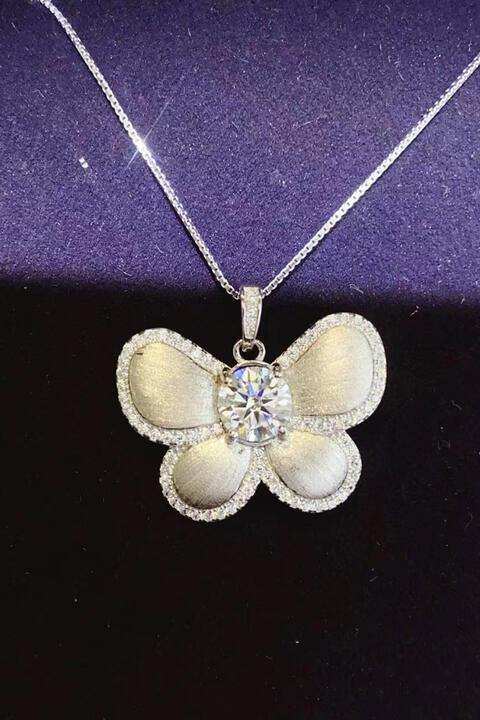 1 Carat Moissanite Butterfly Pendant Necklace - Trendsi - Flyclothing LLC