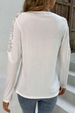 Spliced Lace Notched Neck Top - Trendsi - Flyclothing LLC