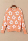 Flower Round Neck Dropped Shoulder Sweater - Trendsi - Flyclothing LLC