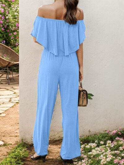 Off-Shoulder Wide Leg Jumpsuit - Trendsi - Flyclothing LLC