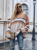 Striped Horizontal Ribbing Long Sleeve Tunic Sweater - Trendsi - Flyclothing LLC