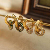 Titanium Steel Inlaid Zircon Double-Hoop Earrings - Trendsi - Flyclothing LLC