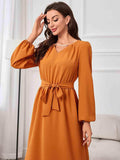 Tie Waist Puff Sleeve Maxi Dress - Trendsi - Flyclothing LLC