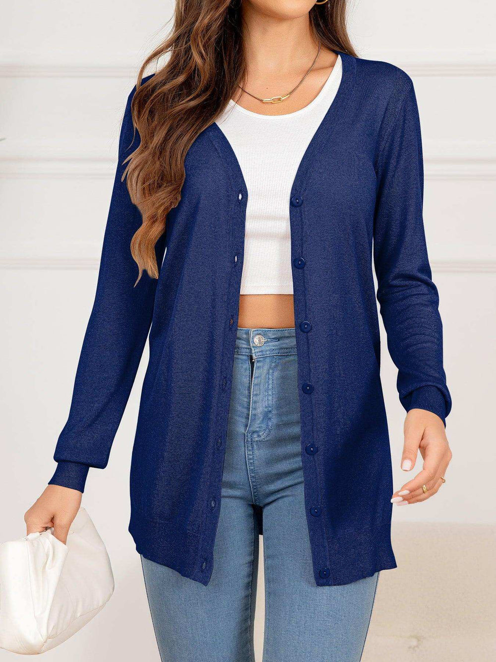 Button Down Slit Longline Cardigan - Trendsi - Flyclothing LLC