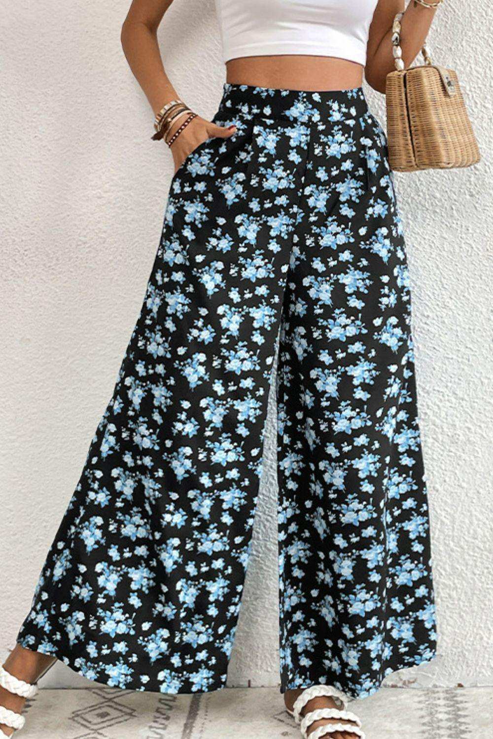Floral Pocket Culottes - Trendsi - Flyclothing LLC
