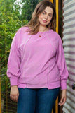Plus Size Contrast Stitching Long Sleeve T-Shirt - Trendsi - Flyclothing LLC