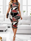 Printed Round Neck Sleeveless Dress - Trendsi - Flyclothing LLC