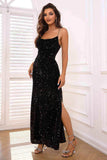 Sequin Backless Split Maxi Dress - Trendsi - Flyclothing LLC