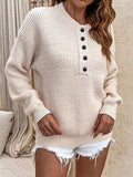 Half Button Dropped Shoulder Sweater - Trendsi - Flyclothing LLC