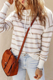 Cowl Neck Drastring Dropped Shoudler Striped Print Blouse - Trendsi - Flyclothing LLC