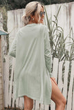 Button Down Long Sleeve Longline Cardigan - Trendsi - Flyclothing LLC
