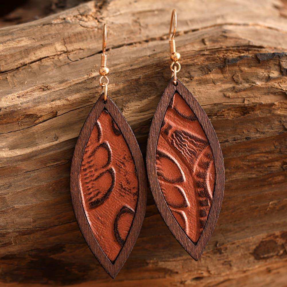 Geometrical Shape Wooden Dangle Earrings - Trendsi - Flyclothing LLC