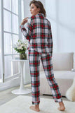 Plaid Button Front Top and Pants Lounge Set - Trendsi - Flyclothing LLC