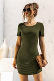 Round Neck Short Sleeve Mini Dress - Trendsi - Flyclothing LLC