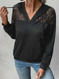 Lace Trim Dropped Shoulder Hoodie - Trendsi - Flyclothing LLC