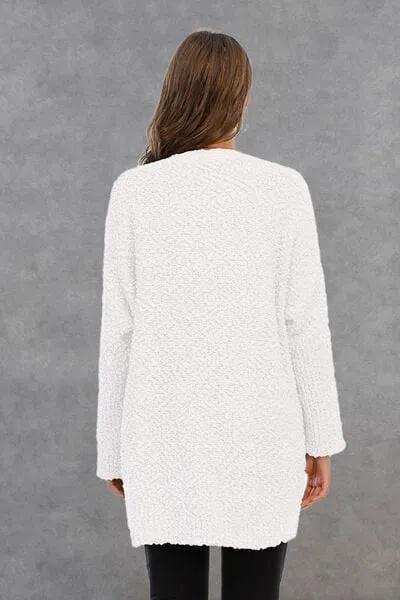 Pocketed Open Front Long Sleeve Cardigan - Trendsi - Flyclothing LLC