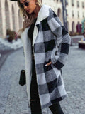 Plaid Open Front Coat with Pockets - Trendsi - Flyclothing LLC