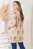 Double Take Star Pattern Open Front Longline Cardigan - Trendsi - Flyclothing LLC