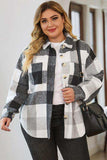 Plus Size Plaid Button Up Collared Neck Jacket - Trendsi - Flyclothing LLC