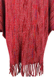 Fringe Detail Printed Poncho - Trendsi - Flyclothing LLC